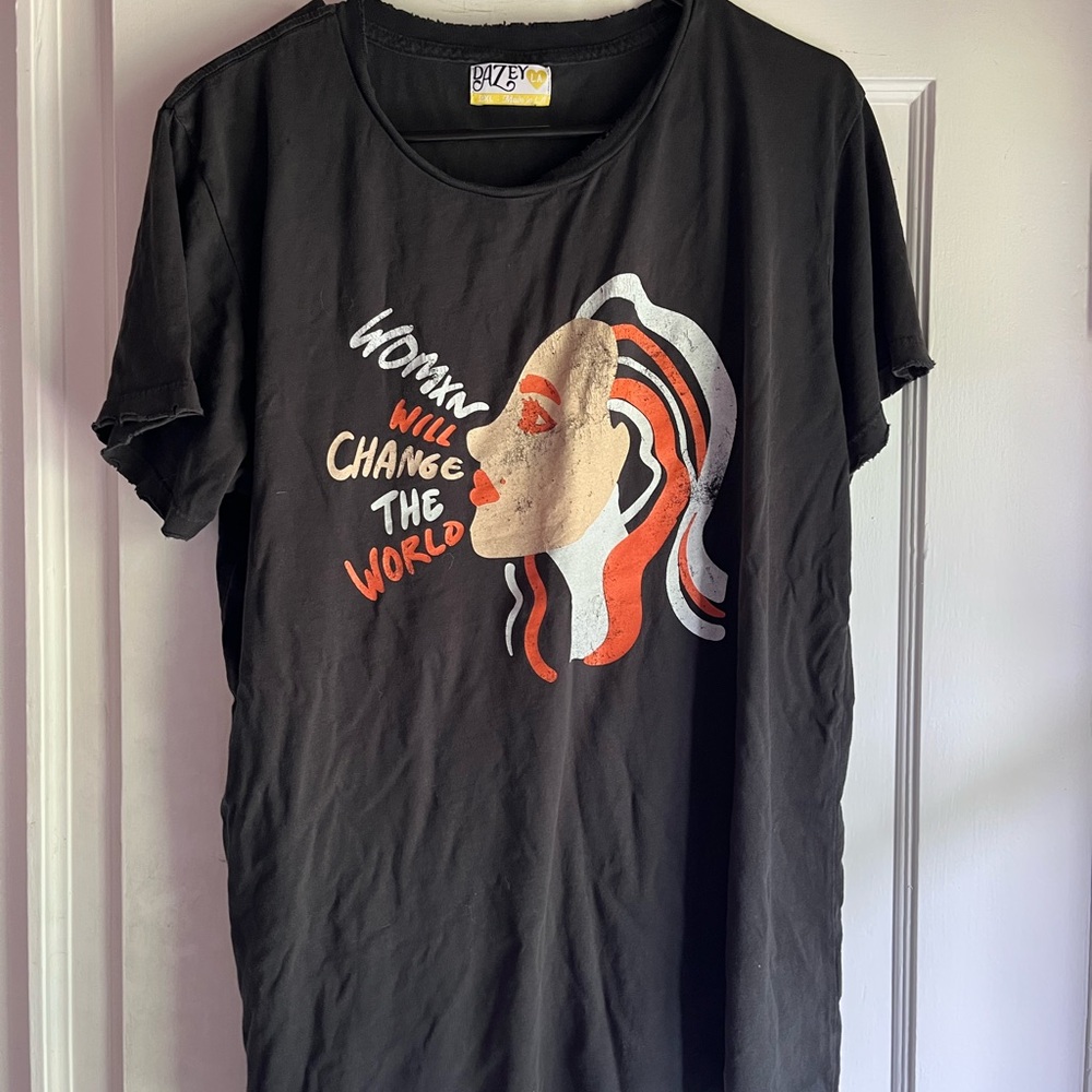 Black Graphic T-Shirt “women will change the world”